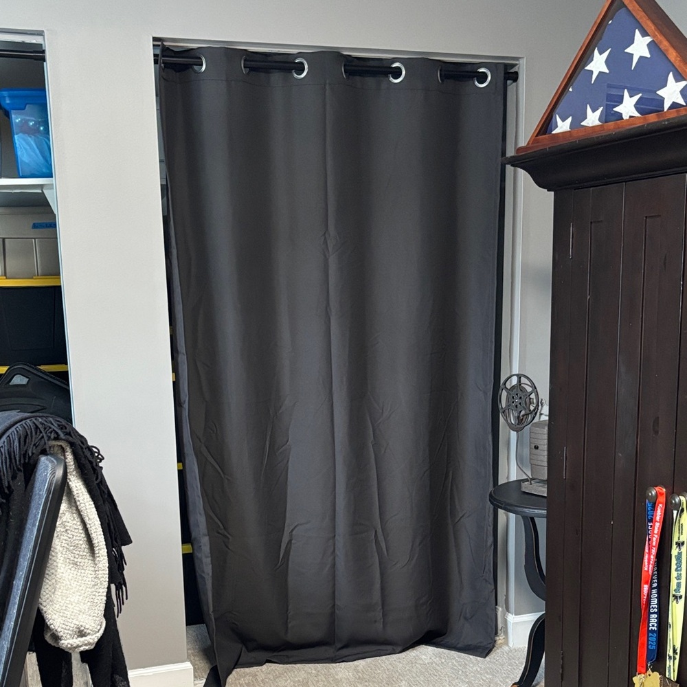 Black Grommet Top Curtain Panel